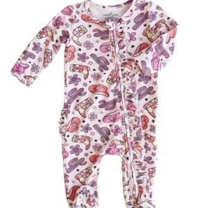 Caden Lane Buckaroo Cowgirl Ruffle Zipper Footie